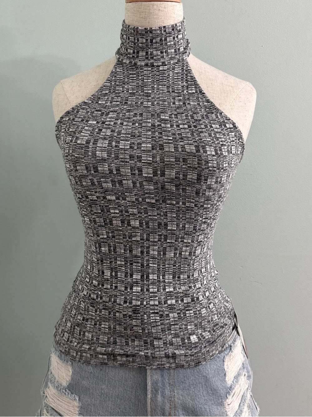 Y2K Bebe Mockneck Ribbed Top XXS